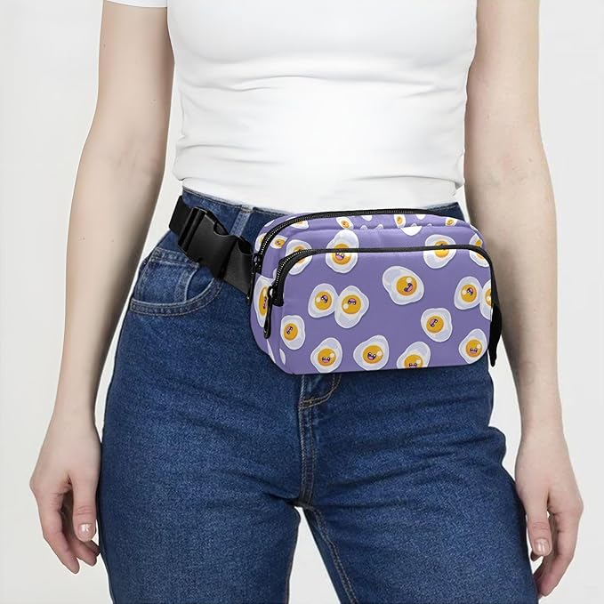Kawaii Fried Eggs Fanny Pack for Women Men Water Resistant Fashion Waist Packs with Adjustable Strap Belt Bag for Travel Workout Jogging Hiking 21219092