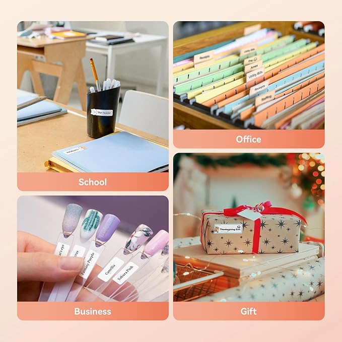 NIIMBOT Label Maker Machine D11 Label Printer Portable Wireless Connection Multiple Templates Available for Phone Easy to Use Office Home Organization USB Rechargeable