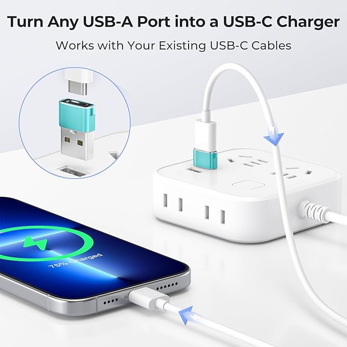 Basesailor USB to USB C Adapter 3 Pack,Type C Female to USB A Male Charger Cable Converter for Apple Watch Ultra iWatch Series 9 7 SE,AirPods Pro 2,iPhone 15 14 13 12 Plus Max,iPad 9 10 Air 4 5 Mini 6