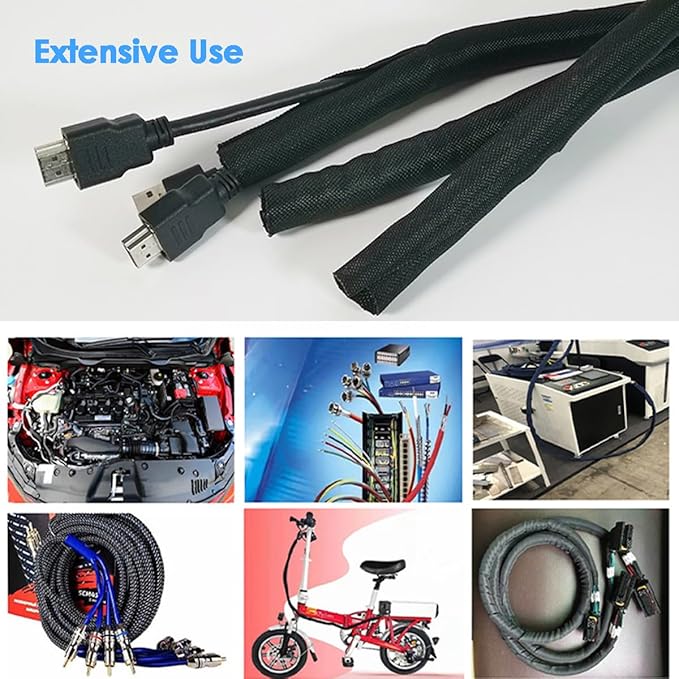 Dog and Cat Cord Protector – Pet-Proof Cable Guard for Wires and Cords – Prevents Pets from Chewing and Damaging Cables – Flexible & Durable – 10ft, 3/8in Diameter, Black (Self-Sealing Design)