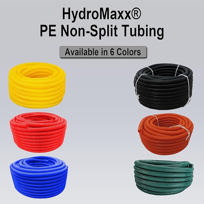 Flexible Polyethylene HDPE Non-Split Corrugated Wire Loom Tubing (Yellow, 3/4" Dia. x 100 ft)