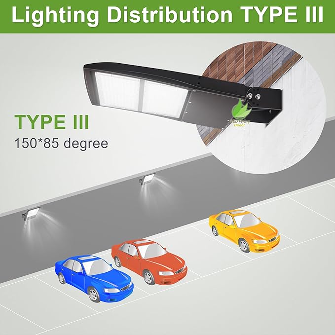 300W LED Parking Lot Lights, 40,500 Lumen, 4000K Neutral White, 20KV Surge Protector Built-in, LED Shoebox Lights (700-1000W Equiv.) Yoke/Trunnion/Wall Mount, DLC Premium UL Certified