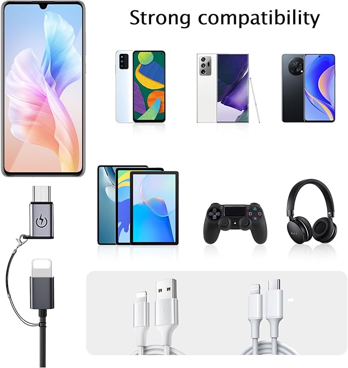 iPhone to USB C Adapter (4Pack),Type C Charger Connector Cable,for iPhone 16 15 14 Plus Pro Max,Samsung S24,iPad Air,Fast Charging and Data Transfer,Not for Audio/Headphones/OTG