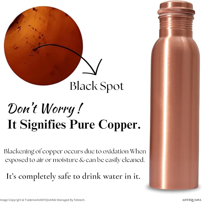 34 Oz Pure Copper Water Bottle – Leak-Proof Hammered Design with Tumbler, Carrying Bag & Smooth Finish Decorative – Copper Water Bottle