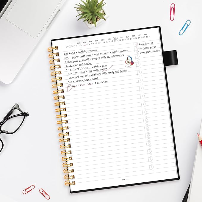 ALLTREE To Do List Notepad Spiral Planner, Daily Task Tracker with Wide Lined Notebooks, Work Planner with Pocket, Pen Loop, 160 Pages, Black (5.5"x8.5")