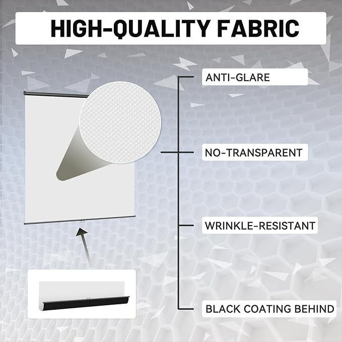 RAUBAY Retractable Pull Down White Screen Backdrop - 78.7" x 86.6" Collapsible Wall-Mount Background for Professional Video Production, Photography, TikTok and Video Conferencing
