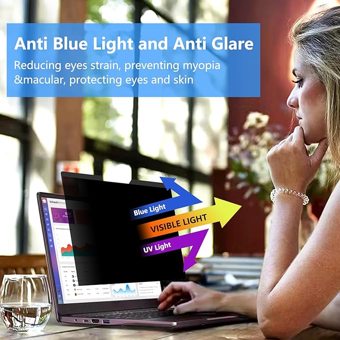 ZOEGAA Magnetic Laptop Privacy Screen 16 Inch, Compatible With HP Dell Acer Asus Lenovo, Removable 16:10 Laptop Screen Privacy Shield, Anti Spy, Anti Glare, Blue Ray Reduction
