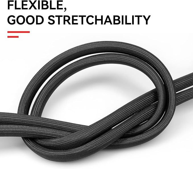 Braided Fiberglass Sleeve, 10ft High Temp Cable Sleeve, Flexible Cable Management Cable Protector for Car Wire Loom Protection (Black, 5/8")