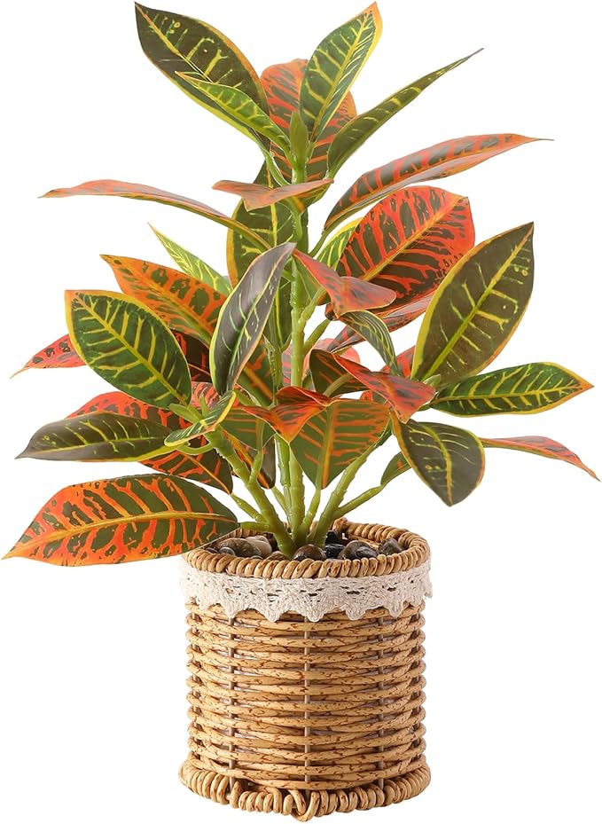 Nubry Fake Plants Artificial Potted Plants with Weaved Pot for Shelf & Table Desk | Perfect for Home Office Bathroom Farmhouse Room Coffee Table Decor 10‘’
