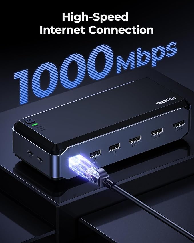 USB C Docking Station Dual Monitor for MacBook Pro/Air, 13-in-1 Triple 4K Display Laptop USB-C Hub, Type C Dock with 3 * 4K HDMI, PD3.0, 7 USB, RJ45, 3.5mm Audio