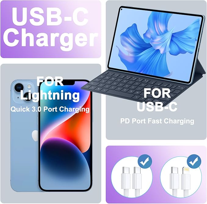USB C Charger, iGENJUN 2-Pack Fast Charger with Foldable Plug, 20W Cube Charger for iPhone 16/16 Plus/16 Pro/16 Pro Max/15, Galaxy, Pixel 4/3, iPad/iPad mini, and More