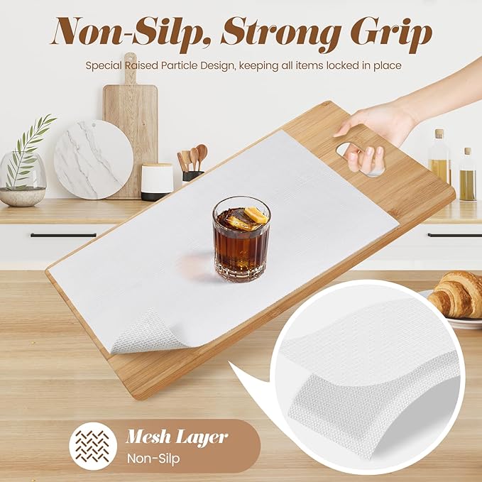 Drawer Shelf Liner for Kitchen Cabinets, Non Adhesive Slip Resistant Shelf Paper Easy to Clean, Strong Grip Thickened Waterproof Washable Mats for Pantry Shelves Cupboard Dresser(White, 12 in x 40 FT)