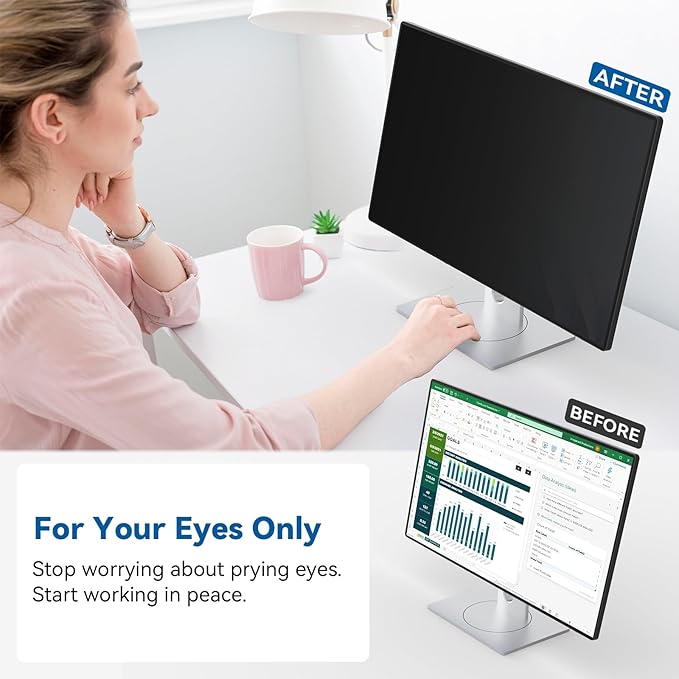 [2-Pack] Magnetic 24 Inch Computer Privacy Screen Protector for 16:9 Monitor, Removable 24in Private Filter for Anti Glare Block Blue Light, Screen Cover Shield Office Shade for Desktop TV Monitor