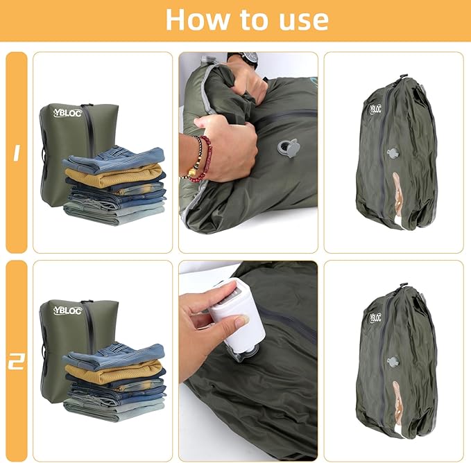 YBLOC Reusable Vacuum Compression Travel Bag - 1-Pack 24L Space Saver Bag, IP67 Waterproof TPU Vacuum Bags for Luggage, Carry-On & Backpack Travel, Blankets, Seasonal Storage(1 PC/24L)