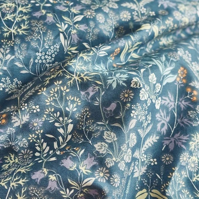 Blue Floral Duvet Cover Twin Vintage Flower Pattern Duvet Cover 100% Cotton Garden Style Comforter Cover Chic Botanical Floral Bedding Sets for Girls Women 1 Twin Duvet Cover with 2 Pillowcases