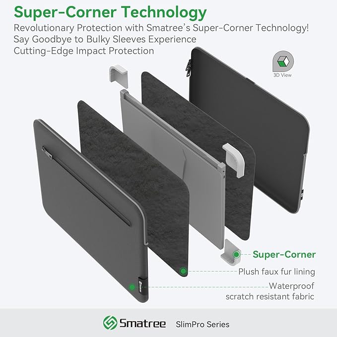 Smatree SlimPro Laptop Sleeve Case for 14 inch HP EliteBook X G1a Notebook Next Gen AI PC, for 13.3 inch HP EliteBook 630 G11, Case with Swift-Access Pocket, Patented Super-Corner Design (S411)