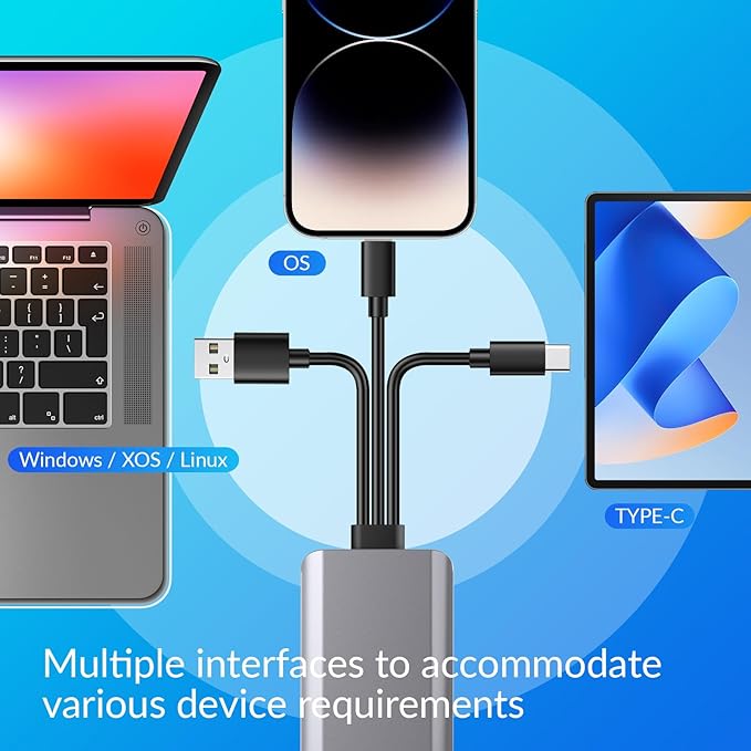 5-in-1 Multi Memory Card Reader,Aluminum SD/TF/CF/MS/M2/Cfast/Memory Stick Pro Duo/Micro SD Card Reader Adapter for i-Phone/i-Pad USB C and USB A Devices,No Application Required Plug and Play