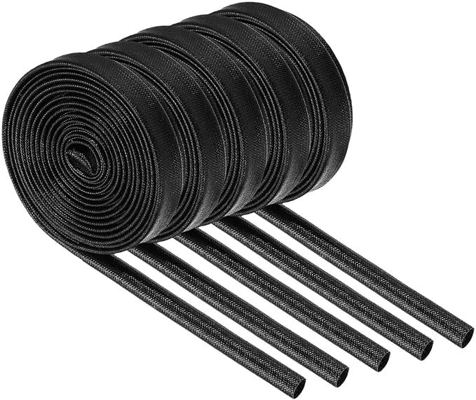 MECCANIXITY 5Pcs Wire Insulation Braid Fire Sleeve,9.8Ft-6mm ID Black, High Temp Silicone Coated Fiberglass Sleeving for Automotive Hose Lines Electrical Wiring