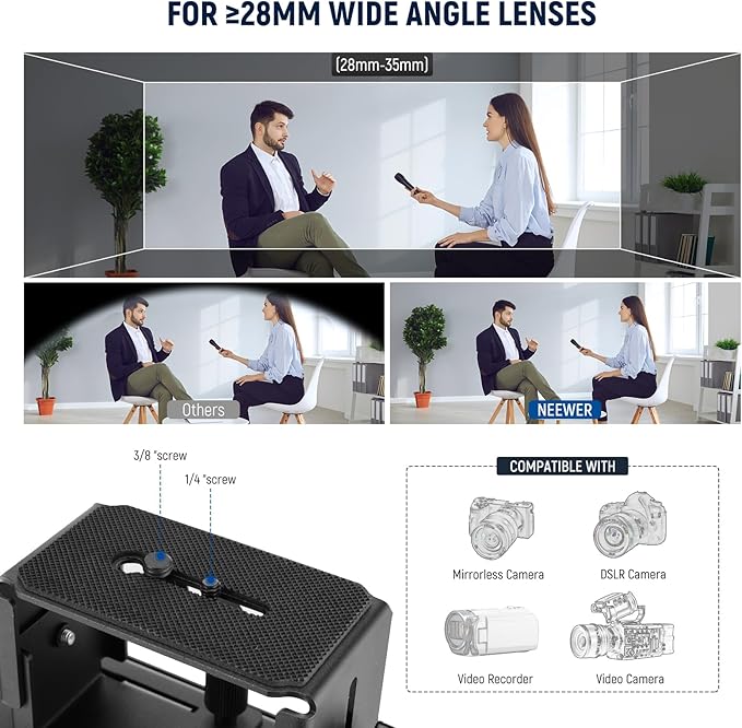 NEEWER Basics X16B Aluminum Alloy Liftable Teleprompter 16" for iPad Tablet DSLR Camera, No Assembly, Remote & App Control, Compatible with iOS Android, Pro for Online Teaching Live Streaming