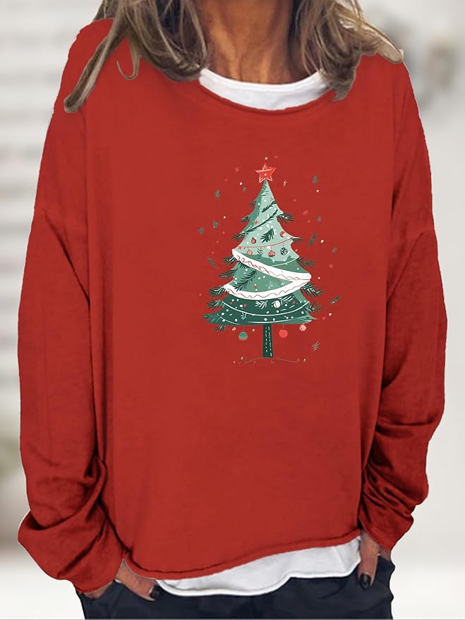 LOAIHA Merry Christmas Sweatshirt Crewneck Snowman Graphic Shirts Christmas Tree Sweater Long Sleeve Xmas Hoodie Pullover