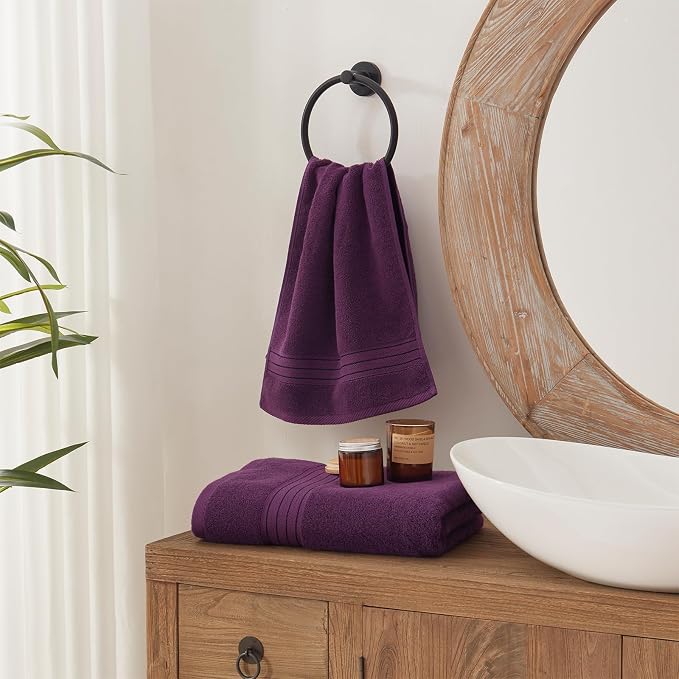 COZYART Purple Hand Towels for Bathroom 4 Pcs, 13x30 Cotton Guest Hands Towel Set Super Soft Highly Absorbent Durable 650 GSM for Daily Use