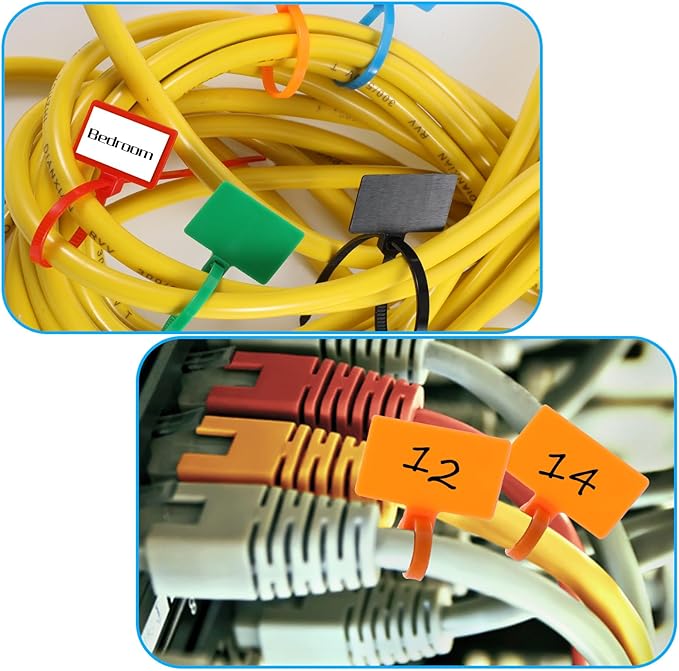 40 Pcs Plastic Tags With Zip Tie Nylon Universal Cable Tie Buckle Multi-Color Self Locking Nylon Writable Marker Ties Wraps Waterproof Shipping Tags Security Seals Label For Cabling