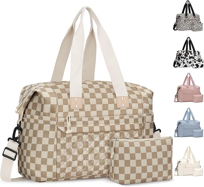 Travel Duffle Bag, Waterproof Weekender Overnight Hospital Bags for Women Men with Toiletry Bag Lightweight Carry on Personal Item Duffle Gym Bag for Travel, Airplanes, Sports