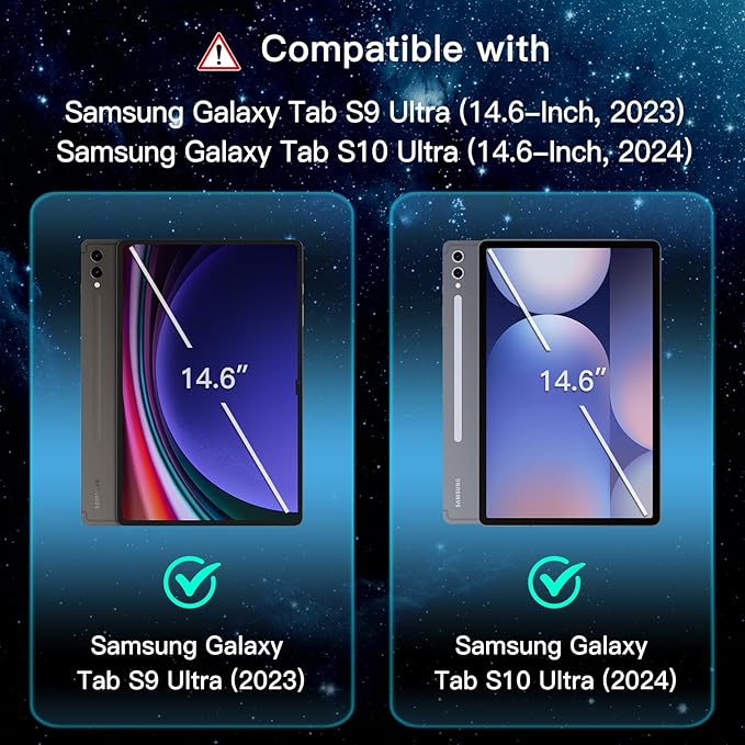 JETech Screen Protector for Samsung Galaxy Tab S10 Ultra/Tab S9 Ultra 14.6-Inch with Easy Installation Frame, Tempered Glass Film, HD Clear, 2-Pack