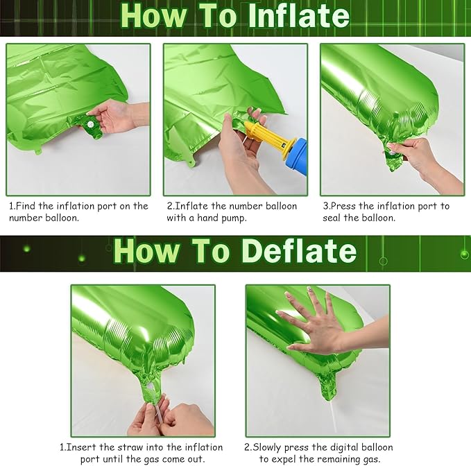 Green Number 5 Balloon for Girls Boys, 40 Inch Large Number 0-9 Foil Mylar Helium Digital Balloons Set for Women Men Jungle Birthday Graduation Anniversary Party Decorations Celebration Supplies