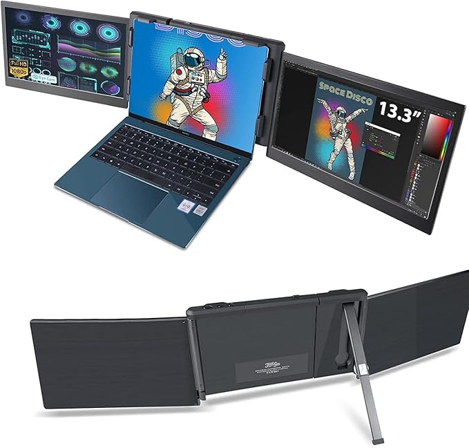 Teamgee 13.3” Laptop Screen Extender, One-Cable Multiple Display Portable Monitor, USB-C Compatible with Windows/Mac/Android, Driver Required, for 13.3–16.5” Laptops