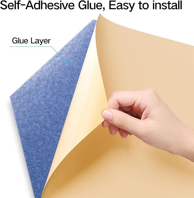 12 Pack Self-Adhesive Acoustic Panels 12" X 10" X 0.4" - Sound Proof Foam Panels with High Density, Y-Lined Design, Flame Resistant, Absorb Noise and Eliminate Echoes(Steel Blue)