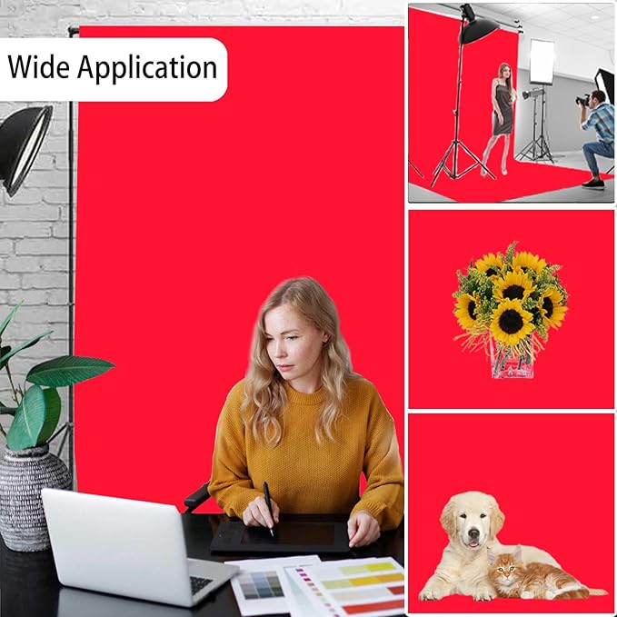 Red Photo Backdrop for Photoshoot, Red Photography Backdrop for Portraits, Fabric Background for Product Photography and Video Creation 3FTx5FT