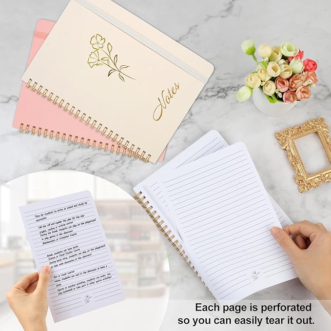 Joyberg Aesthetic Spiral Notebook, 2PCS Cute Notebook, 8.3" x 6" Notebook For Women, A5 Spiral Journal Notebook for Office/School/Home (Pink & Beige)