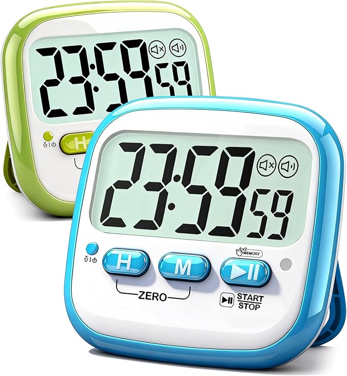 Antonki 2 Pack Classroom Timers for Kids Teachers, Magnetic Countdown Digital Kitchen Timer for Cooking, Study, Exercise, Games, Time Mangement - Loud/Silent Mode - Battery Included