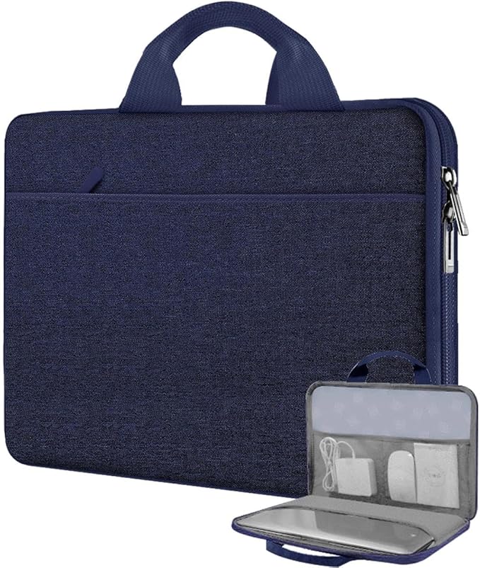 Hseok Laptop Case 13.3-14 inch Briefcase Handbag, Water-Resistant and Shockproof Computer Sleeve Compatible with MacBook Pro 14", Mac Air/Pro 13.3" and 13"-14" Notebooks Chromebooks,Blue