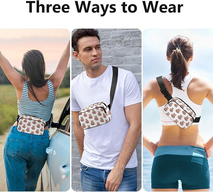 Kawaii Bear Red Swim Ring Fanny Pack for Women Men Water Resistant Fashion Waist Packs with Adjustable Strap Belt Bag for Travel Workout Jogging Hiking 21219056