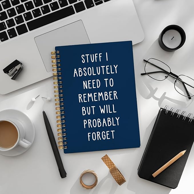 LIANGW Funny Navy Blue Notebooks for Work, Funny Work Gifts for Coworkers & Boss, Coworker Office Gifts for Men Women, Fun Spiral Notebooks Journals for Writing, Funny Office Supplies 5.5x8.3 Inch