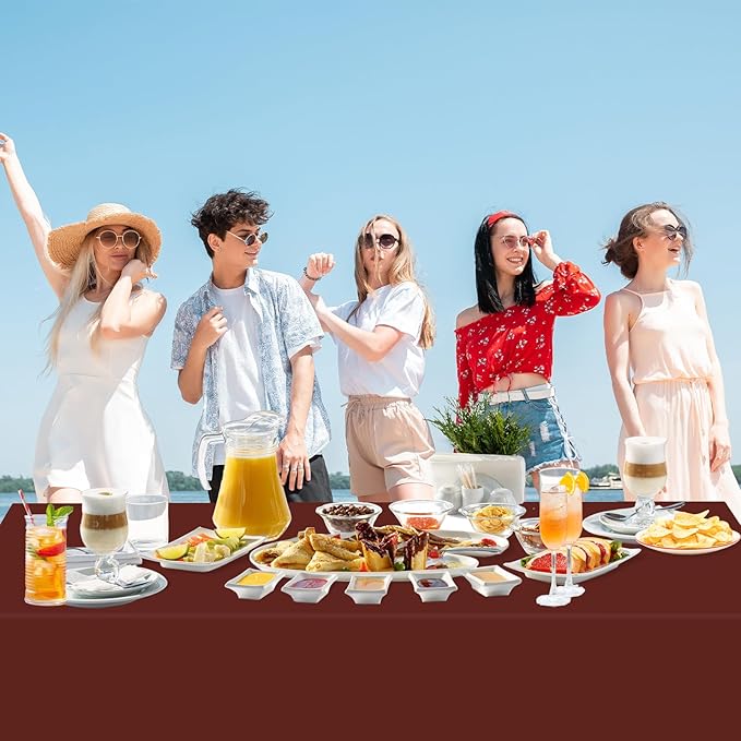 WNINK 6 Pack Maroon Tablecloths Burgundy Disposable Table Covers 54" x 108" Table Cloths for BBQ Birthday Picnic Bridal Shower Engagement Wedding Plastic Table Cloths for Parties