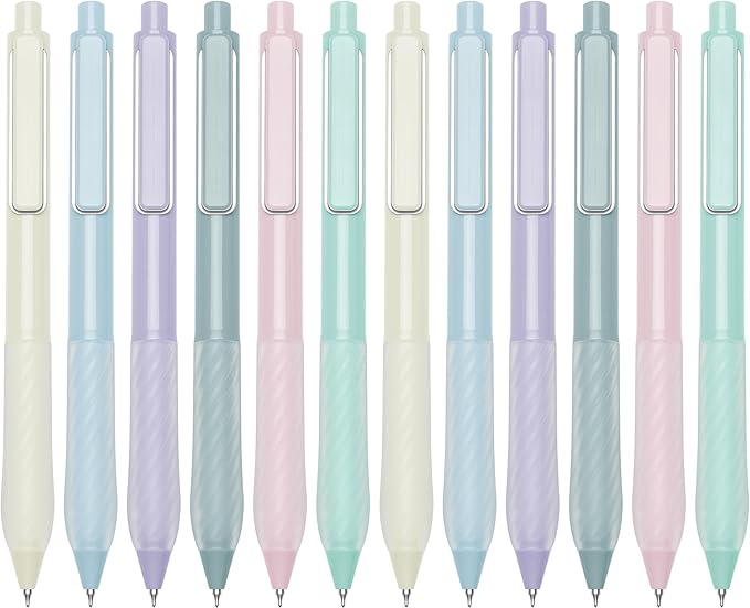 Aisibeiger Gel Pens Black Ink Fine Point 0.5mm Retractable Cute Pen for Smooth Writing School Office Supplies (Silver 12-count)