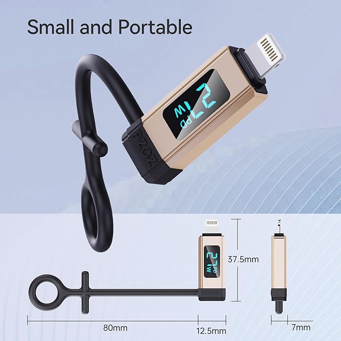pzoz USB C to Lightning Adapter with LED Display, 27W Type C PD Fast Charging Lighting Adaptor for Phone 14/13/12/11/XS/XR/SE/AirPods, Fits MacBook Charger Cable, Support Data Transfer (2 Pack)