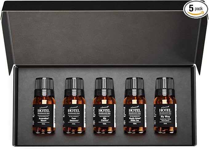 AirScent Hotel Diffuser Oil Gift Set Featuring Hotel Spa Scents - 10 mL, 0.34 fl oz Fragrance Oil Gift Set - Inspired by Acqualina, Four Seasons, My Way, The White Tea Hotel and Others