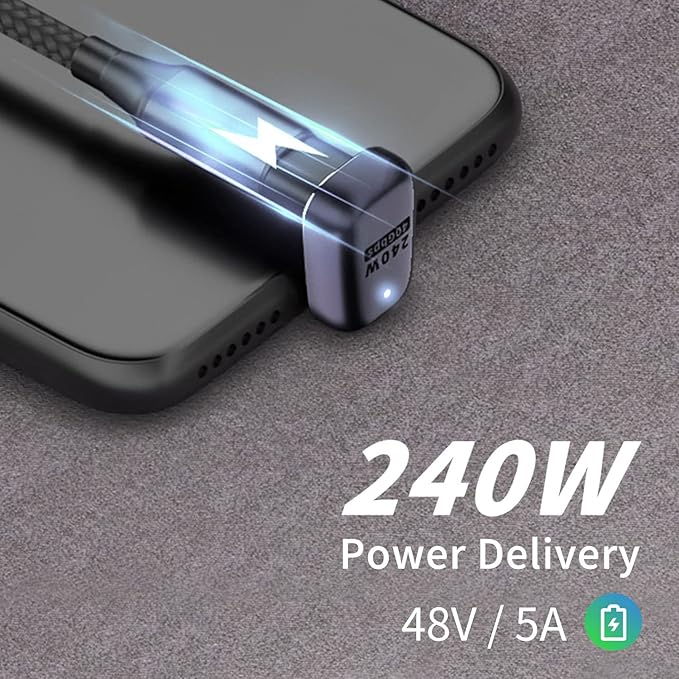 Poyiccot 180 Degree USB C Adapter 240W, 2-Pack U Shape USB C 180 Degree Angled USB 4.0 Type C Extender Connector Support 40Gbps Data & 8K Video for Thunderbolt 4/3, Laptop, MacBook