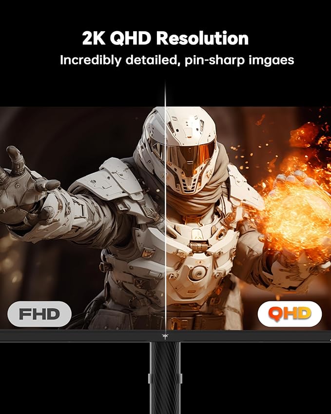 KTC 27 Inch Gaming Monitor 200Hz, 1440P Monitor with Speakers, Up to 210Hz Computer Monitors Fast IPS 1ms, 131% sRGB, Adaptive Sync, Tilt/Swivel/Pivot/Height Adjustment, HDMI DisplayPort, White H27T6