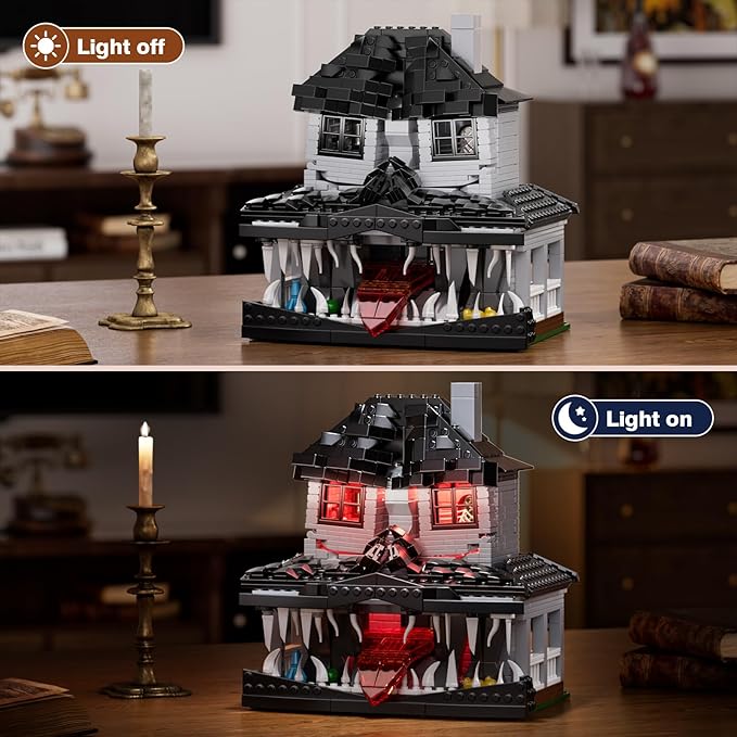 Monster House Building Block Set, Horror Haunted House Film Creative Toys Set with Light Compatible with Lego, Gift Decoration for Fans 12+ Boys Girls Adult in Halloween Birthday(750 PCS)