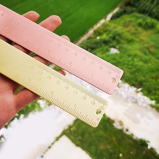Brass Ruler Straight Ruler Measuring Tool for Student School Office(20cm 7.9inch) Students Stationery