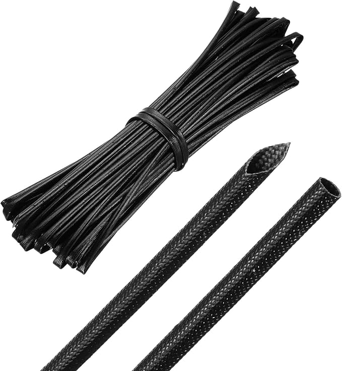MECCANIXITY 49ft Braided Cable Sleeve, 3/32" ID 200C High Temperature 1500V Fiberglass Wire Insulation Cord Protector Organizer Wires Management for Motor Engine Fuel Line, Black