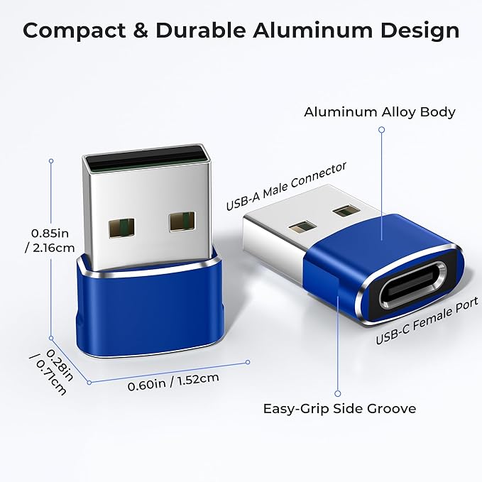 Basesailor USB to USB C Adapter 3Pack,Type C Female to USB A Male Cable Converter for MacBook Pro,iMac,PC,Laptop,Computer,Samsung Galaxy Note 10 20 S20 S21 S22 S23,Google Pixel 5 4 4A 3 3A 2 XL