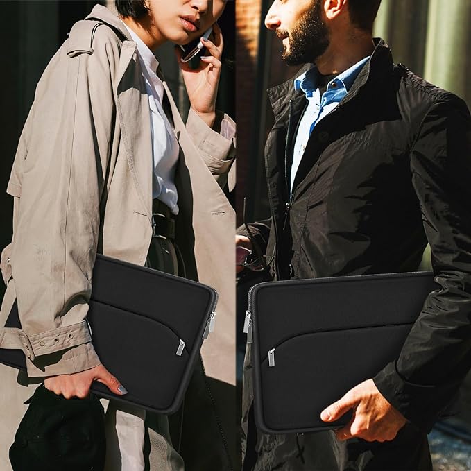 Laptop Sleeve Case 15.6 inch, Durable Portable Monitor Protective Cover with Front Pocket, Traveling Computer Carrying Bag Laptop Sleeve Compatible for HP, Dell, Asus, Lenovo, Black