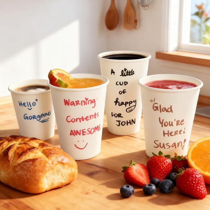 Paper Cups 8 oz Disposable Coffee Cups, 1000 Pack Thickened Disposable Hot Cups, 300GSM BPA Free Small Disposable Cups, White Paper Cups Bulk for Home Office Cafe Coffee Bar Supplies Party Essentials