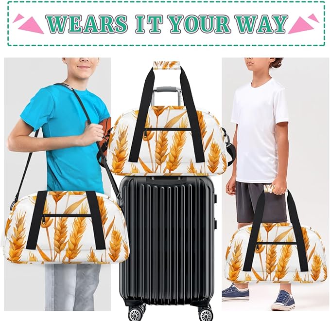 Large Rice Grains Kids-Duffel-Bags Gymnastics Dance Bag Carry-On Overnight Travel Gym Lightweight Dance Sports Bags For Girls Boys Kids，